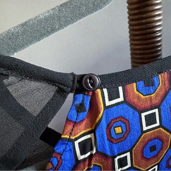 Romeo & Juliet Couture Sheer Sleeve Tunic Shift Dress Blue Brown - Picture 7 of 11